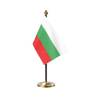 Bulgaria Table Flag With Golden Base And Plastic pole