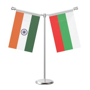 Y Shaped Bulgaria Table Flag with Stainless Steel Base and Pole