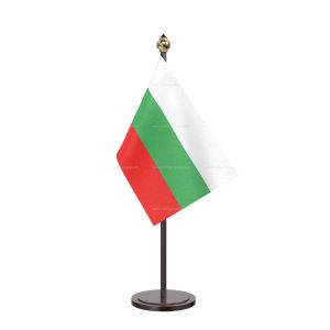 Bulgaria Table Flag With Black Acrylic Base And Gold Top