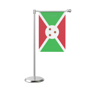L Shape Table Burundi Table Flag With Stainless Steel Base And Pole