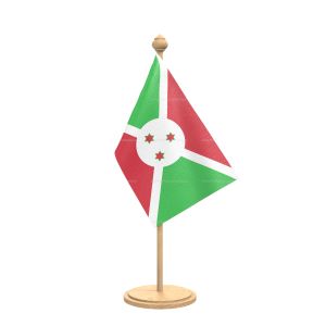 burundi Table Flag With wooden Base And wooden pole