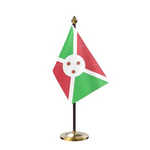 Burundi Table Flag With Golden Base And Plastic pole