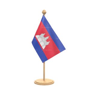 cambodia Table Flag With wooden Base And wooden pole