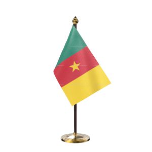 Cameroon Table Flag With Golden Base And Plastic pole
