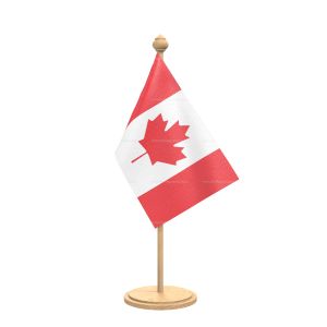 canada Table Flag With wooden Base And wooden pole