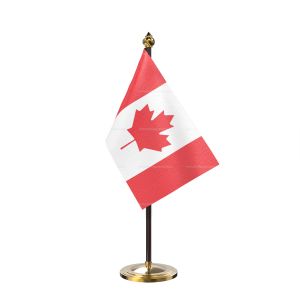 Canada Table Flag With Golden Base And Plastic pole