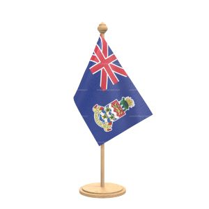 cayman islandsn Table Flag With wooden Base And wooden pole