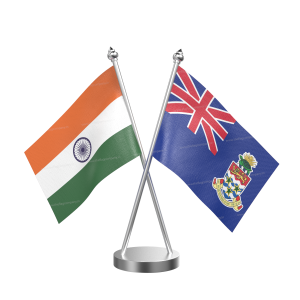 Cayman Islandsn Table Flag With Stainless Steel Base And Pole