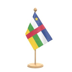 central african rep Table Flag With wooden Base And wooden pole