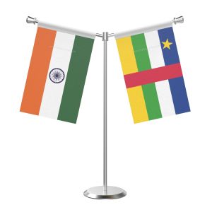Y Shaped Central african rep Table Flag with Stainless Steel Base and Pole