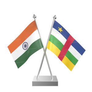 Central African Rep Table Flag With Stainless Steel Square Base And Pole