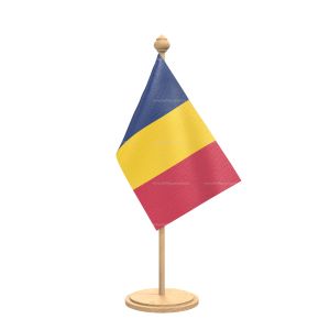 chad Table Flag With wooden Base And wooden pole