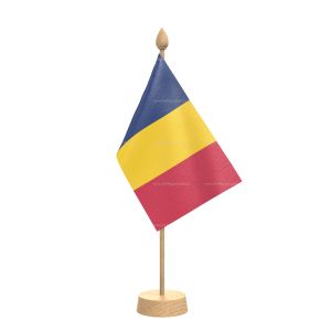chad Table Flag With Wooden Base and 15" Wooden Pole
