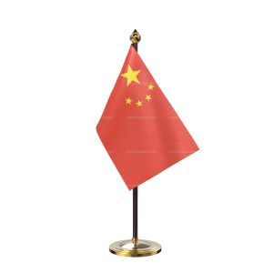 china Table Flag With Golden Base And Plastic pole