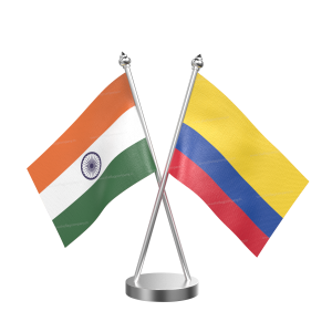Colombia Table Flag With Stainless Steel Base And Pole