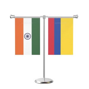 Colombia T shaped Table flag with Stainless Steel Base and Pole