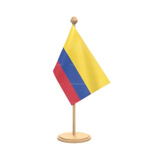 colombia Table Flag With wooden Base And wooden pole