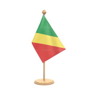 Congo, Republic of (Brazzaville) Table Flag With wooden Base And wooden pole