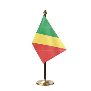 Congo, Republic of (Brazzaville) Table Flag With Golden Base And Plastic pole