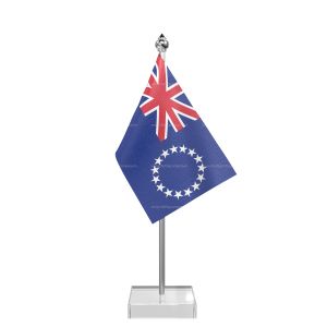 Cool Islandsn Table Flag With Stainless Steel Pole And Transparent Acrylic Base Silver Top