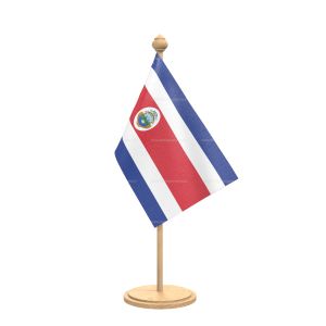 costa rica Table Flag With wooden Base And wooden pole