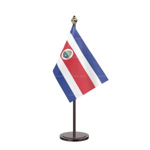 Costa Rican Table Flag With Black Acrylic Base And Gold Top