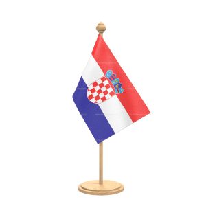 croatia Table Flag With wooden Base And wooden pole