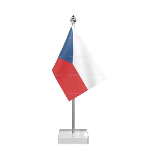 Czech Repub Table Flag With Stainless Steel Pole And Transparent Acrylic Base Silver Top