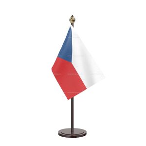 Czech Repub Table Flag With Black Acrylic Base And Gold Top