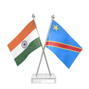 Democratic Republic of the Congo (Kinshasa) Table Flag With Stainless Steel pole and transparent acrylic base silver top