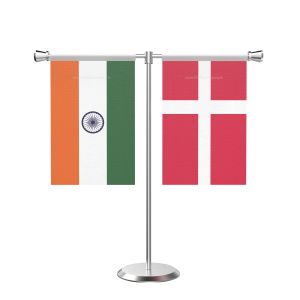 Denmark T Shaped Table Flag with Stainless Steel Base and Pole