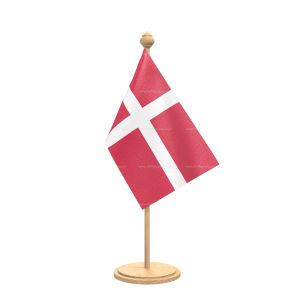 denmark Table Flag With wooden Base And wooden pole