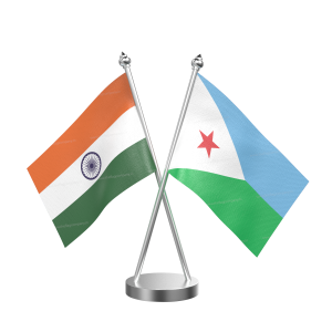 Djibouti Table Flag With Stainless Steel Base And Pole