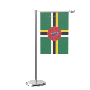 L Shape Table Dominica Table Flag With Stainless Steel Base And Pole