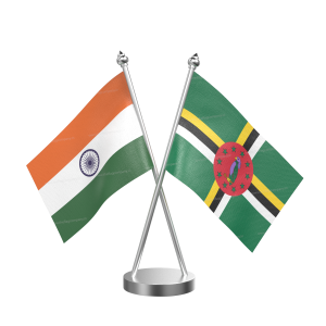 Dominica Table Flag With Stainless Steel Base And Pole