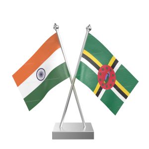 Dominica Table Flag With Stainless Steel Square Base And Pole