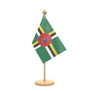dominica Table Flag With wooden Base And wooden pole