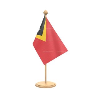 east timor Table Flag With wooden Base And wooden pole