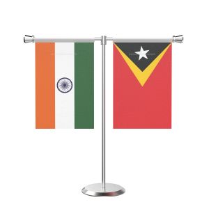 East Timor T Shaped Table Flag with Stainless Steel Base and Pole