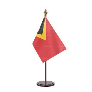 East Timor Table Flag With Black Acrylic Base And Gold Top