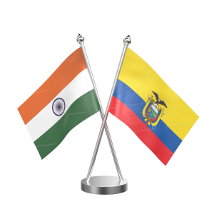 Ecuador Table Flag With Stainless Steel Base And Pole