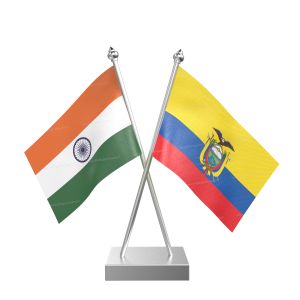 Ecuador Table Flag With Stainless Steel Square Base And Pole