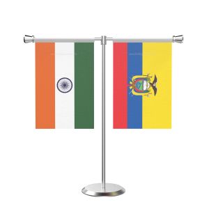 Ecuador T Shaped Table Flag with Stainless Steel Base and Pole