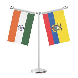 Y Shaped Ecuador Table Flag with Stainless Steel Base and Pole