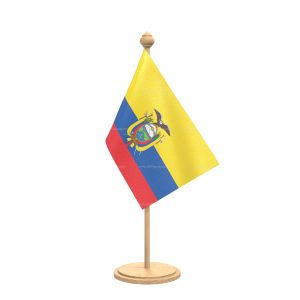 ecuador Table Flag With wooden Base And wooden pole