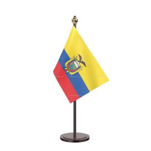 Ecuador Table Flag With Black Acrylic Base And Gold Top