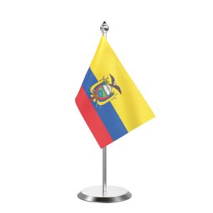 Ecuador  Table Flag With Stainless Steel Base And Pole