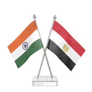 Egypt Table Flag With Stainless Steel pole and transparent acrylic base silver top