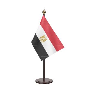 Egypt Table Flag With Black Acrylic Base And Gold Top