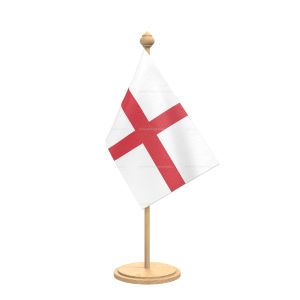 england Table Flag With wooden Base And wooden pole